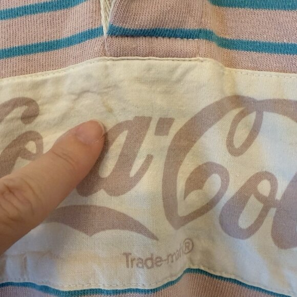Vintage Coca-Cola 80s Shirt Polo Rugby Rare Pink Teal Stripes Coke Medium - Picture 7 of 10